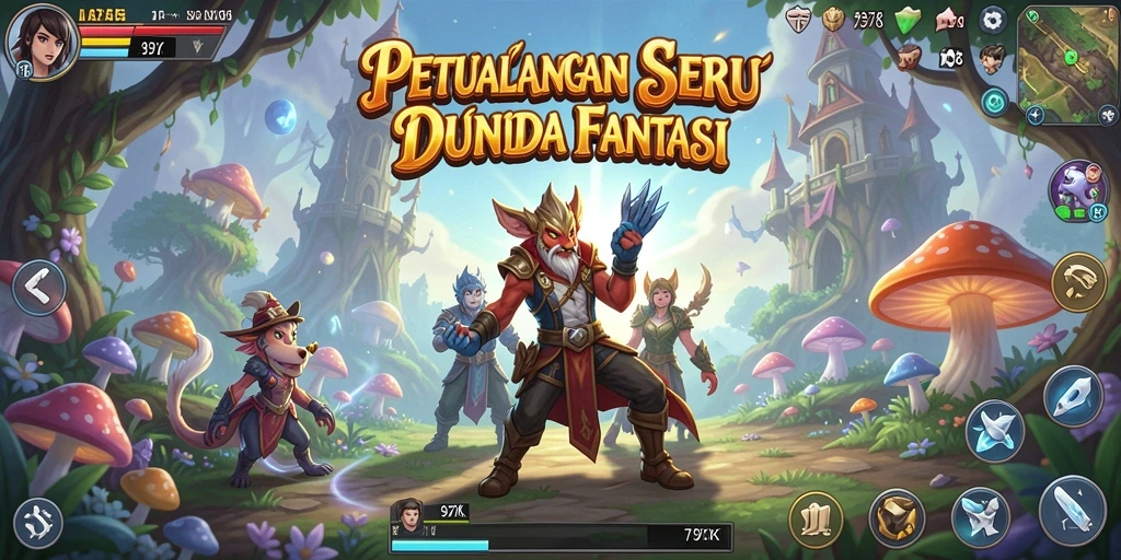 Screenshot menampilkan karakter beraksi dalam pertarungan RPG yang seru.