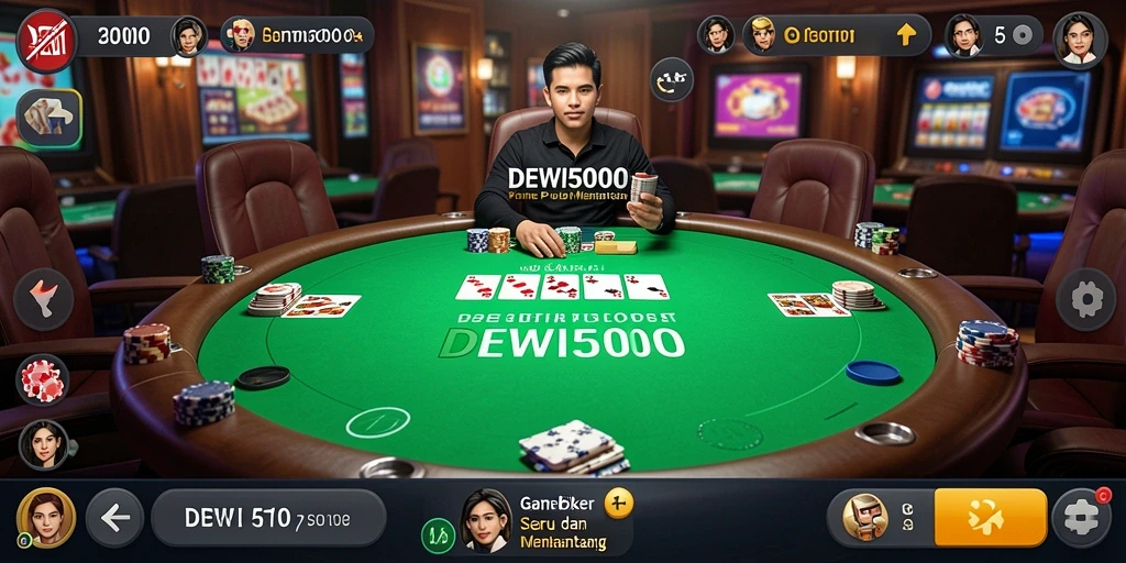 Tampilan gameplay Poker yang seru dan kompetitif di DEWI5000.