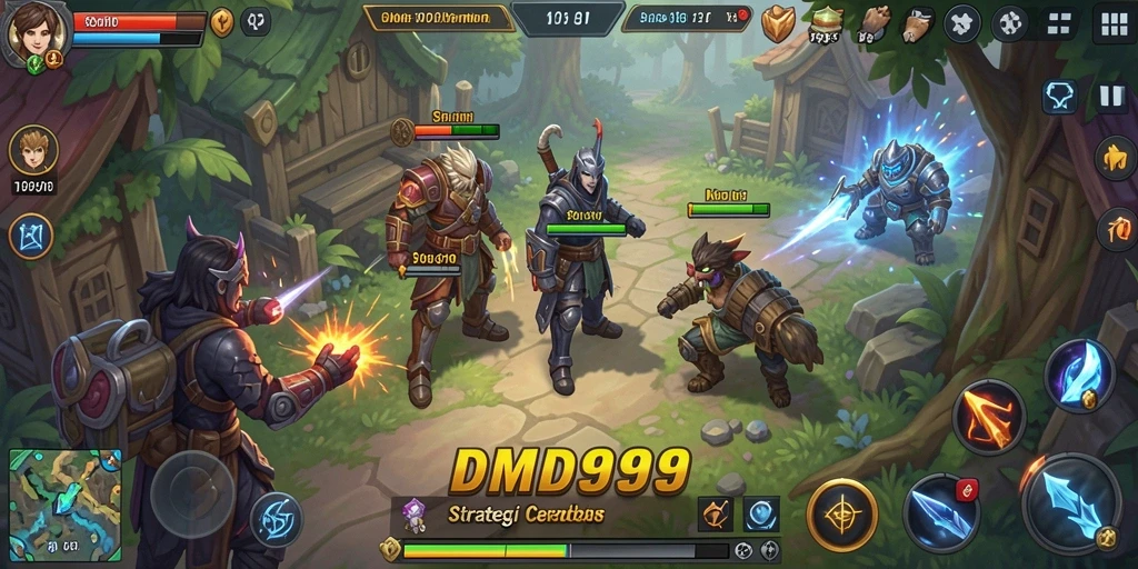 Tangkapan layar DMD999 menampilkan aksi pertempuran strategis yang mendebarkan.