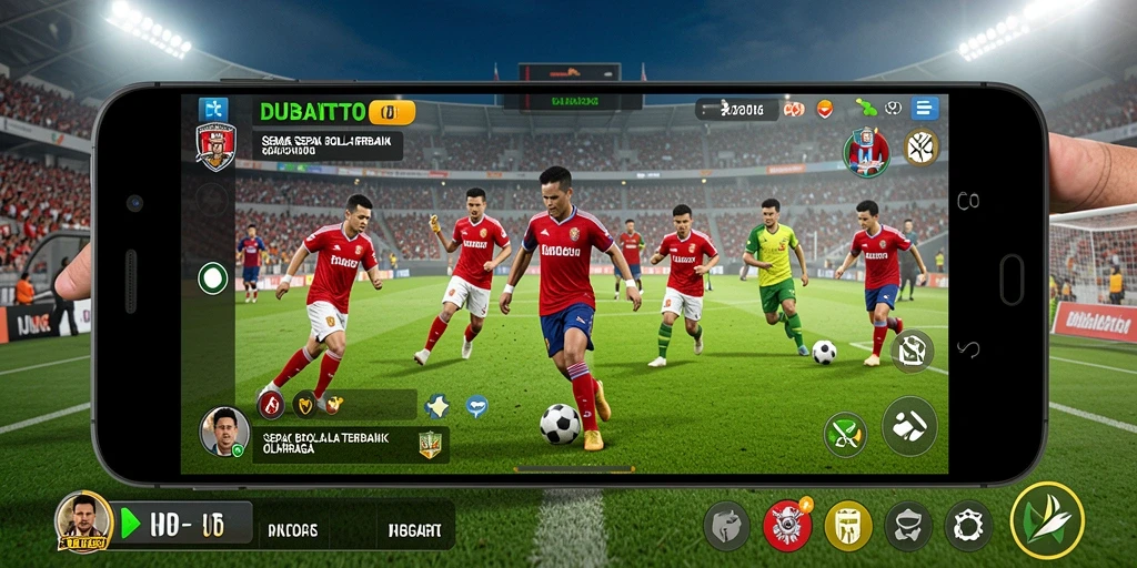 Screenshot gameplay DUBAITOTO menampilkan aksi seru di lapangan sepak bola.