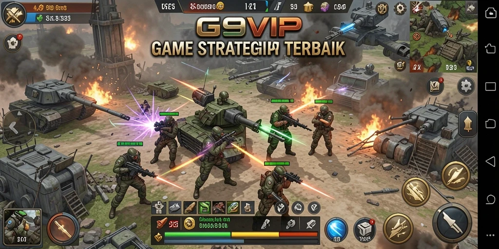 Screenshot G9VIP menampilkan aksi pertempuran seru dan strategi mendebarkan.