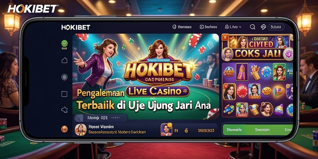 Tampilan menarik gameplay Live Casino HOKIBET.
