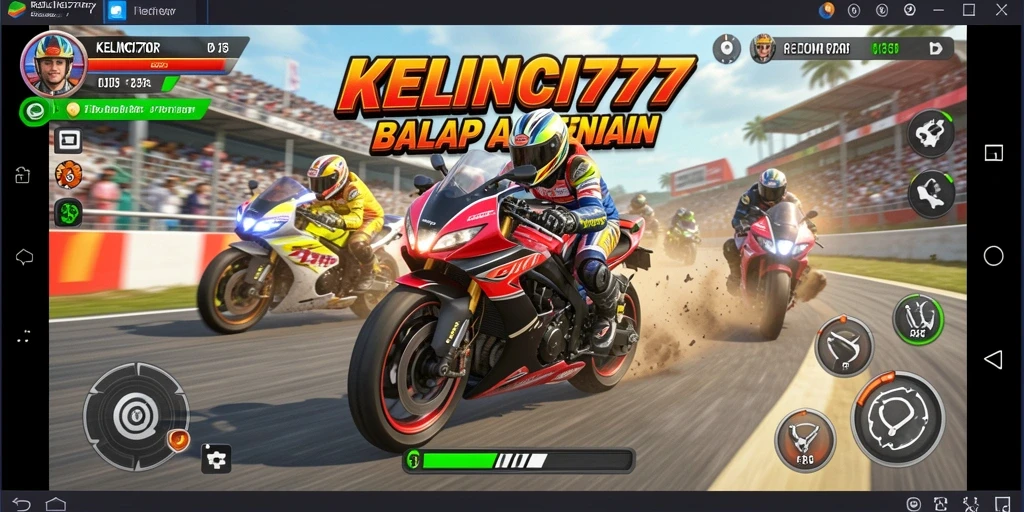 Gameplay KELINCI777 yang menampilkan balapan motor yang mendebarkan.