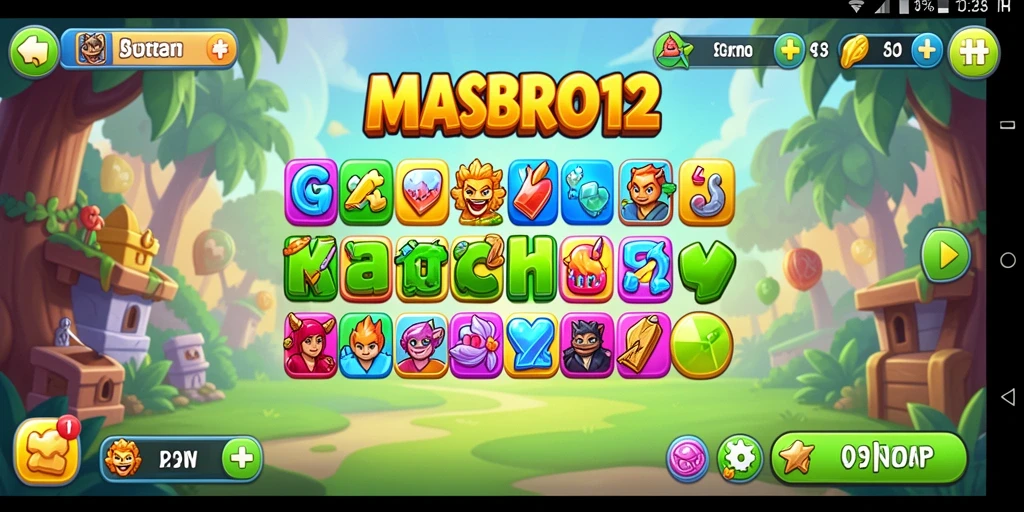 Tangkapan layar dari gameplay <strong>MASBRO12</strong> yang menampilkan momen seru mencocokkan tile.
