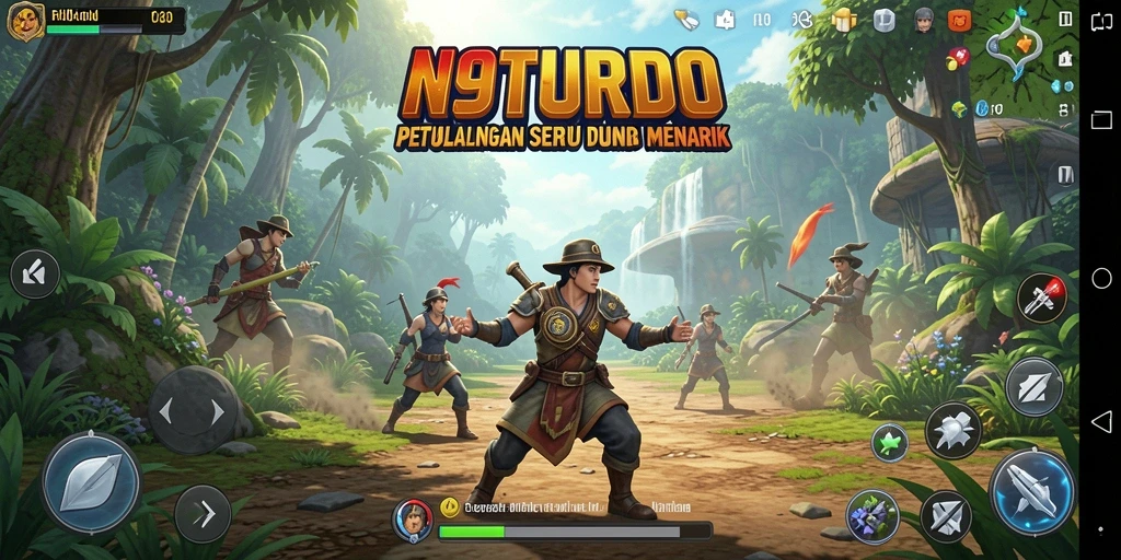Screenshot gameplay N9TURBO menampilkan aksi petualangan yang mendebarkan.