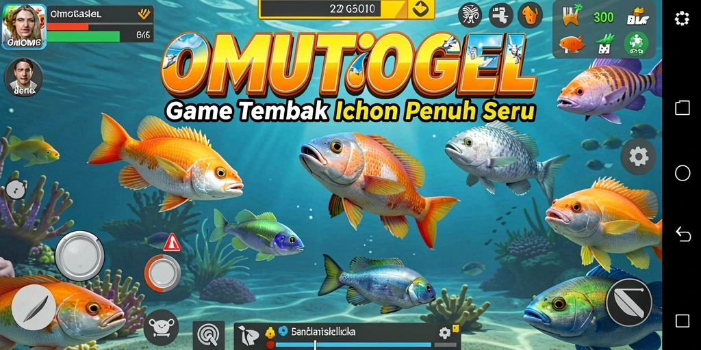 Tampilan aksi seru dalam permainan Tembak Ikan OMUTOGEL.