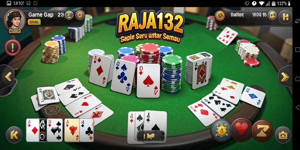 Screenshot utama RAJA132 menunjukkan gameplay Gaple yang menarik dan interaktif.