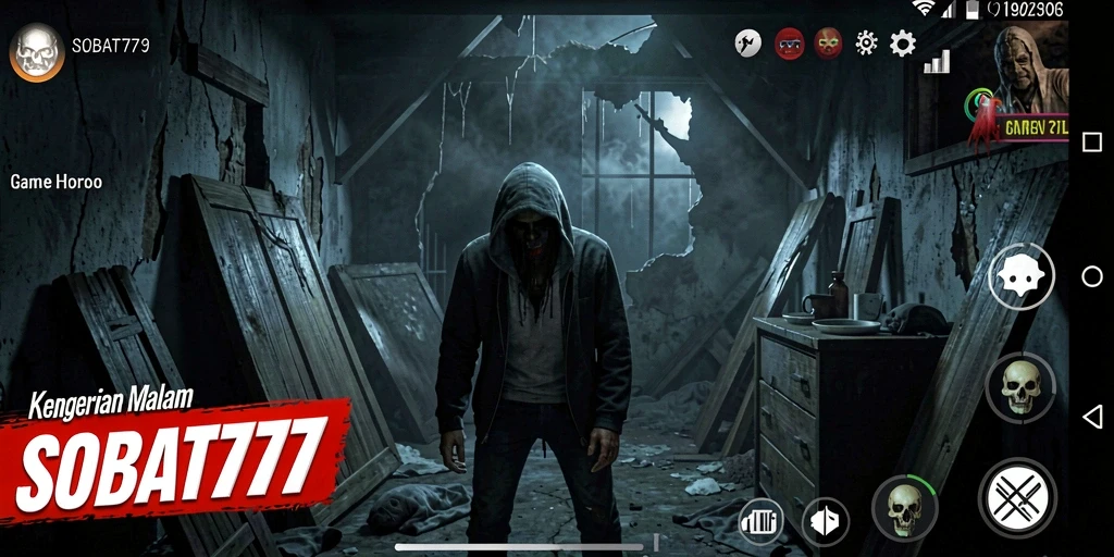Tampilan gameplay SOBAT777 yang menyeramkan dan penuh ketegangan.