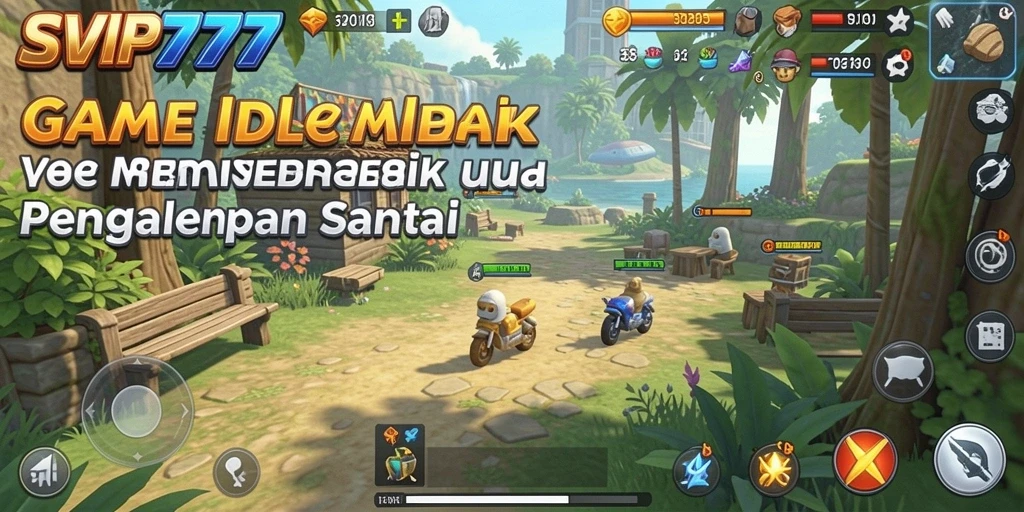 Tampilan gameplay SVIP777 dengan karakter yang berkembang secara otomatis.