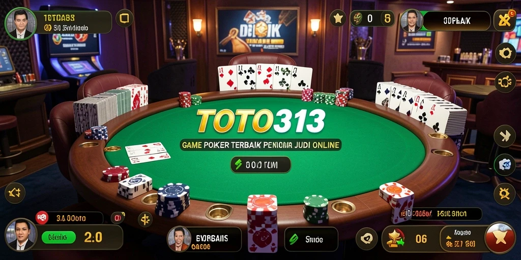 Tampilan gameplay Poker yang mendebarkan di TOTO313.