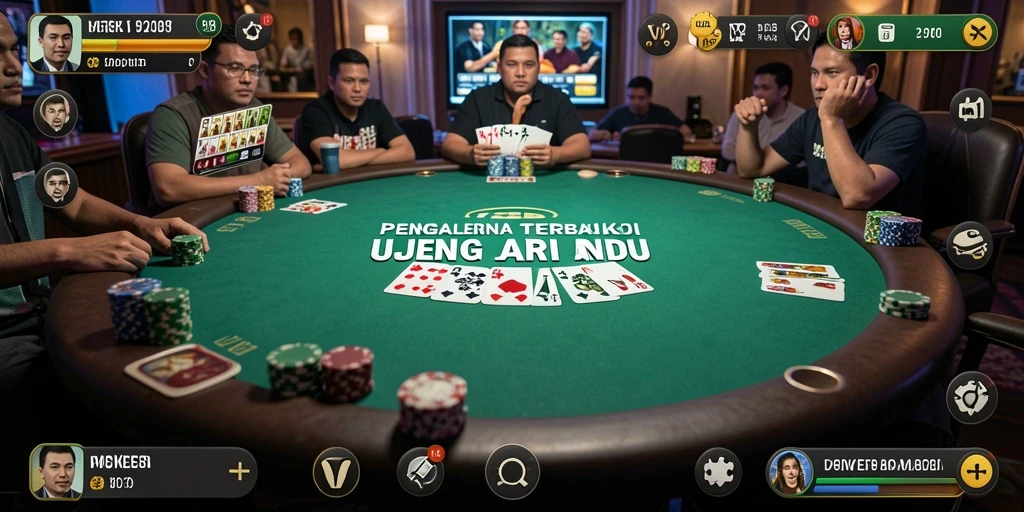 Tampilan gameplay poker yang menegangkan di V21.