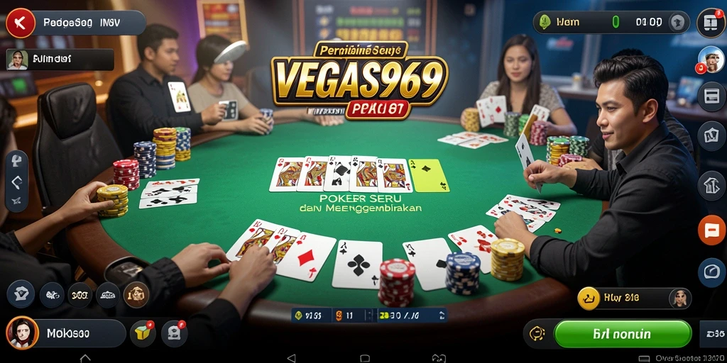 Screenshot utama dari gameplay Poker di VEGAS969 menunjukkan aksi menarik.