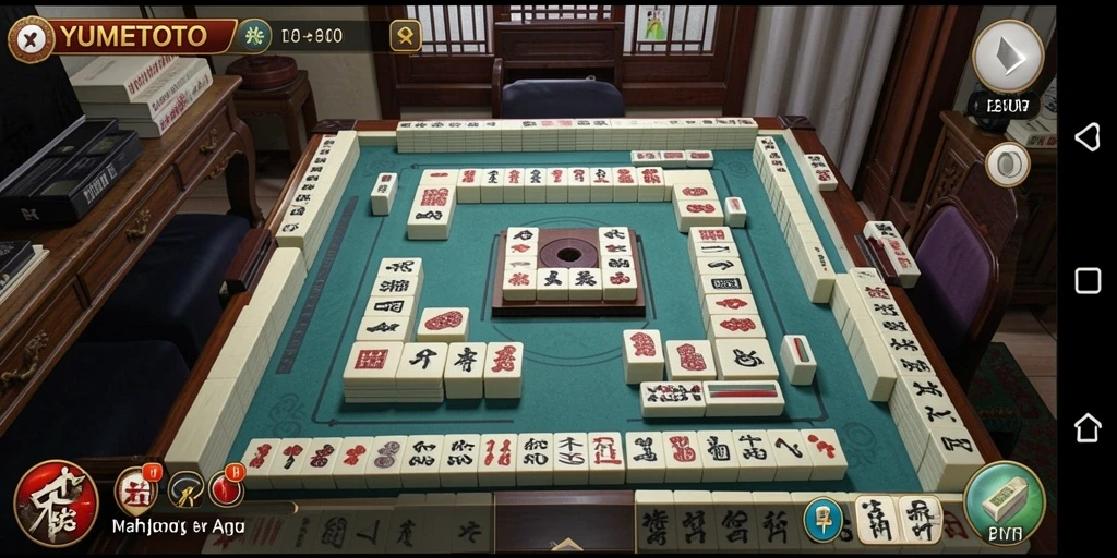 Tampilan gameplay menarik dari YUMETOTO yang penuh aksi Mahjong.